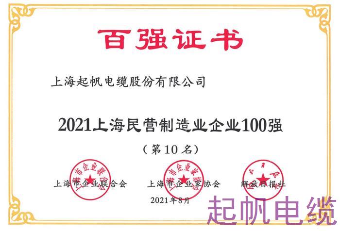 2021年上海民營制造業(yè)企業(yè)100強(qiáng)